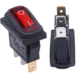 Taiss 2Pcs Waterproof Red Lighted Car I/O SPST 3 Pin 2 Position AC 250V/15A, 125V/20A Rocker Toggle Switches KCD3-101NW-I/O