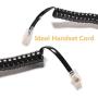 Telephone Phone Handset Cable Cord,Uvital Coiled Length 0.72 to 6 Feet Uncoiled Landline Phone Handset Cable Cord RJ9/RJ10/RJ22 4P4C(Black,4 PCS)