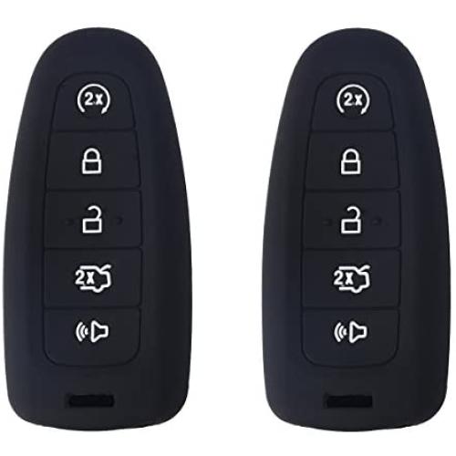 2Pcs XUHANG Sillicone key Skin Cover key Remote Case Protector Shell for Ford Edge Escape Explorer Focus LINCOLN MKS MKT MKX MKZ Keyless Entry Smart Remote 5 Buttons
