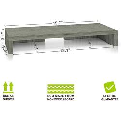 Way Basics TV PC Desktop Modern Computer Monitor Stand Screen Riser (Tool-Free Assembly and Uniquely Crafted from Sustainable Non Toxic zBoard Paperboard), Grey