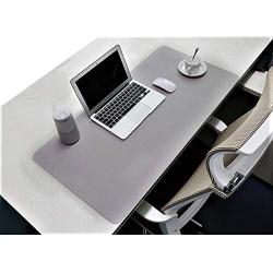 Eco Desk Pad Mat Table Protector Blotter on Top of Writing Desks Office Laptop Computer Desktop Décor Cover Under Keyboard Gaming Mousepad for Men Boy Teen Kids PU Leather Easy Clean Gray 16 x 32 Inch