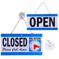 Business Hour Open Closed Sign – Bundle of Office Hours Sign Will Return Clock with Suction Cups for Door Window Businesses Stores Restaurants Bars Retail Barbershop Salon Shops (Open/Close Sign)