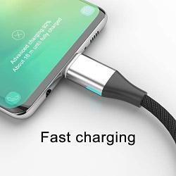 NetDot Gen10 3 in 1 Nylon Braided Magnetic Fast Charging Cable with Side LED Compatible with Micro USB & USB-C Smartphones and Product(6.6ft/3 Pack Silver)