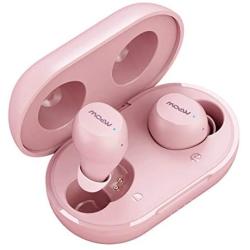 Wireless Earbuds, Mpow M12 Bluetooth Earbuds, Wireless Charging & USB-C Charging Case Bluetooth Headphones Wireless Earphones w/Mic, Bass Sound/IPX8 Waterproof/Touch Control/25 Hrs/Dual Modes, Pink