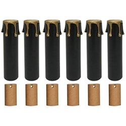 Royal Designs 4 Inch Candle Drip Sleeves Chandelier Socket Covers with Paper Insulation, Black Gold, Set of 6