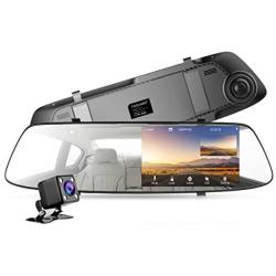 Backup Camera for Cars 4.3 Inch Mirror Dash Cam 1080P TOGUARD Touch Screen Front and Rear Dual Lens Car Camera with Parking Assistance, Rearview Mirror Camera with Waterproof Rear View Reverse Camera