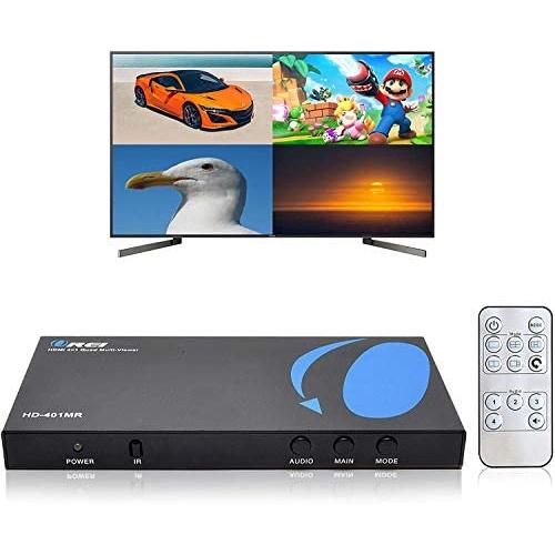 Orei HDMI Multi-Viewer 4x1 Seamless HDMI Switch by OREI - 4 Ports, IR Remote, RS-232 Control, Supports up to 1080p, Security Camera, HDMI Switch 4 in 1 Out (HD-401MR)