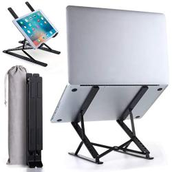 Homelux Theory Portable Laptop Stand Double Layer 6+9 Levels Adjustable Ergonomic Portable Aluminum Laptop Desk, Lightweight Foldable Laptop Stand for MacBook Air Pro,Dell,HP,Acer & More up to 15.6”