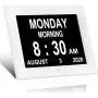LaMi 7.5 Inch Digital Calendar Day Date Clock - 12 Alarm Options,Extra Large Non-Abbreviated Day&Month Memory Loss Clock for Seniors,Dementia,Impaired Vision (White)