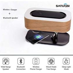 SATUOSI Bedside Lamp with Wireless Charger and Bluetooth Speaker, Stepless Dimming