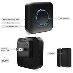 Door Open Alert BITIWEND Wireless Door Sensor Chime for Office/Home/Store,Door Open Chime Window Alarm Operate Range 600ft With 52 Chimes 4 Volume Level, 2 Door Sensors+1 Plug-in Receiver,Black