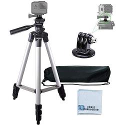 50'' Aluminum Camera Tripod with Built in Bubble Level Indicator for All GoPro HERO Cameras + Tripod Mount & an eCostConnection Microfiber Cloth