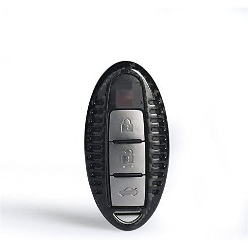 M.JVisun Genuine Carbon Fiber Key Fob Cover for Nissan 370Z Altima Maxima Murano Armada GT-R Leaf Sentra Rogue Pathfinder Versa Smart Car Remote Key, Mens Car Key Fob Case Womens Fob Cover - Black