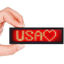 LED Name Sign for Business 44 x 11 Pixels and USB Programming Digital Display, Rechargeable LED Card Screen for Bar Hotel Party Supermarket School and Restaurant - LED Name Badge Red