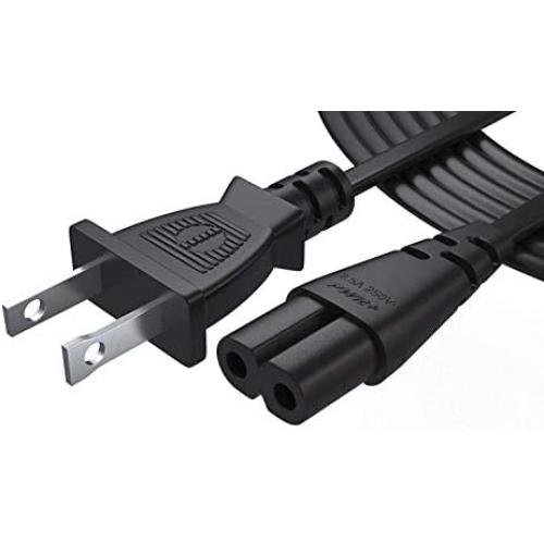 Pwr TV Power Cord 12Ft Cable for Samsung LG TCL Sony: 2 Prong AC Wall Plug 2-Slot LED LCD Insignia Sharp Toshiba JVC Hisense Electronics UN65KS8000FXZA UN40J5200AFXZA 43UH6100 Black