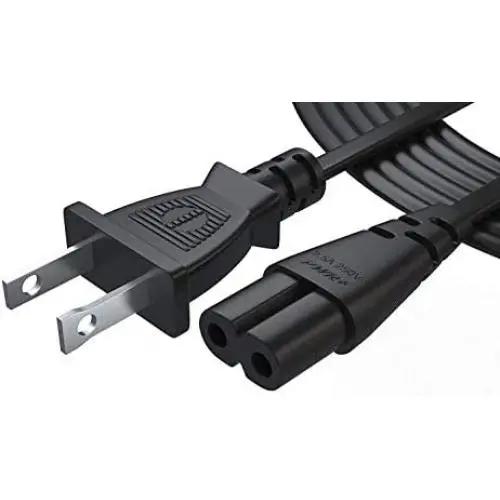 Pwr TV Power Cord 12Ft Cable for Samsung LG TCL Sony: 2 Prong AC Wall Plug 2-Slot LED LCD Insignia Sharp Toshiba JVC Hisense Electronics UN65KS8000FXZA UN40J5200AFXZA 43UH6100 Black
