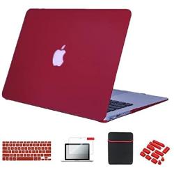 Se7enline MacBook Air 11.6 inch Case Soft Touch Plastic Hard Shell Cover for MacBook Air 11 inch Model A1370, A1465 with Accessories Sleeve Bag, Keyboard Cover, Screen Protector, Dust Plug, Wine Red