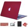 Se7enline MacBook Air 11.6 inch Case Soft Touch Plastic Hard Shell Cover for MacBook Air 11 inch Model A1370, A1465 with Accessories Sleeve Bag, Keyboard Cover, Screen Protector, Dust Plug, Wine Red