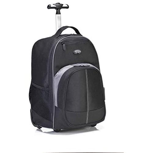 Targus Compact Rolling Backpack for Business, College Student and Travel Commuter Wheeled Bag, Durable Material, Tablet Pocket, Removable Laptop Protective Sleeve for 16-Inch Laptop, Black (TSB750US)