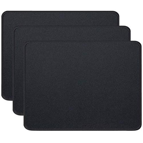 Gimnor 3 Pack Standard Mouse Pad with Stitched Edges, Comfortable Mouse Mat Pad, Non-Slip Rubber Base Mousepad for All Types of Mouse Laptop Computer PC 10.3 x 8.3 inches Black