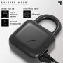 SHARPER IMAGE Fingerscan Digital Padlock, Biometric Keyless Code-Free Smart Lock, Rechargeable and IP66 Waterproof, Swing Panel