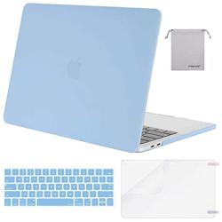MOSISO Compatible with MacBook Pro 15 inch Case 2019 2018 2017 2016 Release A1990 A1707 with Touch Bar, Plastic Hard Shell Case & Keyboard Cover & Screen Protector & Storage Bag, Airy Blue