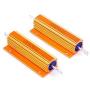 LM YN 100 Watt 50 Ohm 5% Wirewound Resistor Electronic Aluminium Shell Resistors Gold Suitable for Inverter, LED Lights,Frequency Divider, Servo Industry 2-Pcs