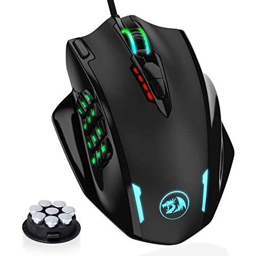 Redragon M908 Impact RGB LED MMO Mouse with Side Buttons Optical Wired Gaming Mouse with 12,400DPI, High Precision, 20 Programmable Mouse Buttons