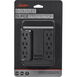Rocketfish 6-Outlet/2-USB Swivel Wall Tap Surge Protector Black