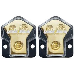 LEIGESAUDIO 0/2/4 Gauge in 4/8 Gauge AWG Out Amp Power Distribution Block for Car Audio Splitter-2 Way（2 Pack）
