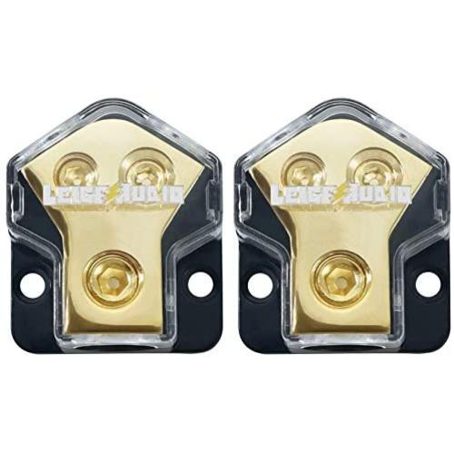 LEIGESAUDIO 0/2/4 Gauge in 4/8 Gauge AWG Out Amp Power Distribution Block for Car Audio Splitter-2 Way（2 Pack）