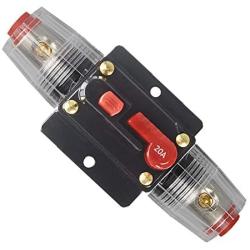 WOHHOM 30A 40A 50A 60A 80A 100A 150A Audio Circuit Breaker Auto Car Stereo Inline Fuse Holders Inverter, Manual Reset 12V-24V DC for Automotive Marine Boat Audio System Protection (20A)