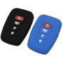 Lcyam Black Blue Soft Material Silicone 4 Button Key Fob Cover Case Fits for 2019 2020 2021 Toyota RAV4 XLE Camry Hybrid XSE Corolla Avalon Smart Key