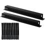 Lancher 2-Pack 19 Inch 1U Cable Management Horizontal Cable Rack Mount Manager with mounting Screws for Service Rack Cabinet 24 Slot Finger Duct with Cover