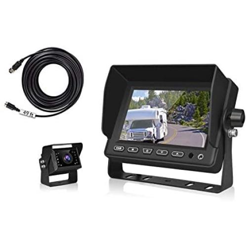 Backup Camera for Truck, VECLESUS V5M 5'' Monitor RV Truck Rearview Camera, 50ft Extension Cord, Night Vision Waterproof, Universal Backup Camera Kit for Truck Pickup Van Camper Bus RV
