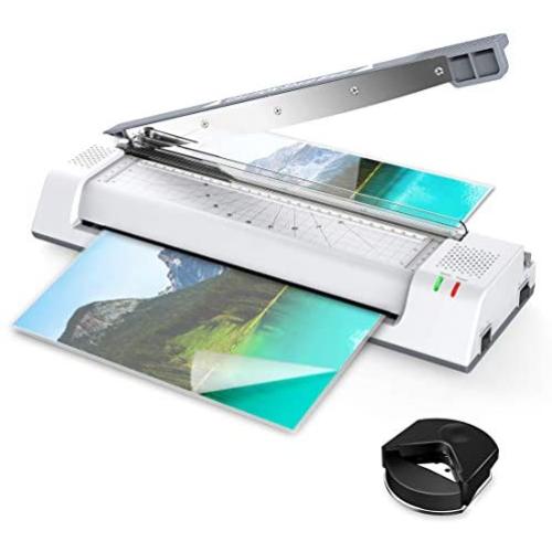 ABOX Laminator OL381C, A3 A4 Laminator Machine 5 in 1 Thermal Laminating Machine with Jam Release Switch, ABS Function, Corner Rounder, 16 Laminating Pouches for Home, Office and School