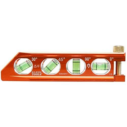 Klein Tools 935AB4V Level, Torpedo Level is a Magnetic Conduit Level with 4 Vials, V-Groove and Magnet Track, High Viz Orange
