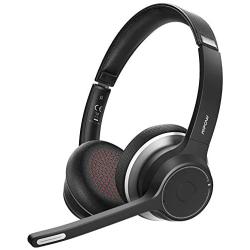 Mpow HC5 Bluetooth Headset V5.0, Wireless Headphones with Dual Microphone, CVC8.0 Noise Canceling, 22+Hrs Talk Time, Soft Ear Pad, Wireless Business Office Headset for Calling, Music (Wired Optional)