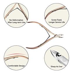 Mea Tira 4-IN-1 Multi-functional Manicure AMD Pedicure Tool,Cuticle Trimmer withCuticle Pusher,Salon Ievel Cuticle RemoverCuticle Nippers,Professional Stainless SteelCuticle Cutter (Rose Gold)
