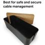 JVD Products Cable Management Box Set White Extra Large Cord Concealer Organizer Box Hide Wires and Power Strip Surge Protectors Cord (Black with Bamboo lid)