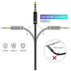 Syncwire 3.5mm Nylon Braided Aux Cable (3.3ft/1m,Hi-Fi Sound), Audio Auxiliary Input Adapter Male to Male AUX Cord for Headphones, Car, Home Stereos, Speaker, iPhone, iPad, iPod, Echo & More – Black