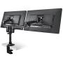 Mount-it! Dual Monitor Desk Mount Swivel Arm, Quick Connect with Combo Grommet and Clamp Base (MI-43111-BLK)
