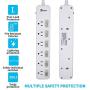 Power Strip Surge Protector with Individual Switches, 6 ft Long Extension Cord,ETL Certification, 1875W / 15A / 125V Wall-Mounted for Office Dormitory Kitchen Home Theater