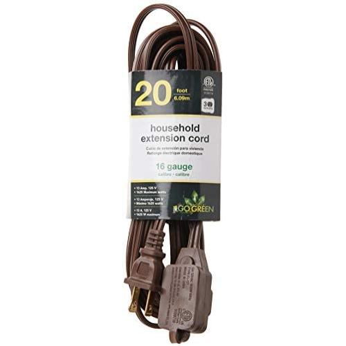 GoGreen Power GG-24820 16/2 20 Household Extension Cord - Brown