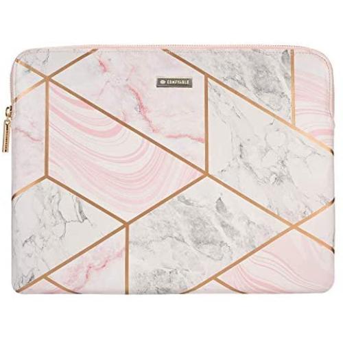 Comfyable Tablet Sleeve for iPad Pro 12.9 inch 2020 & Smart/Magic Keyboard with Pencil Holder - PU Leather Bag Waterproof Slim Protective Cover Case - Geometric Marble
