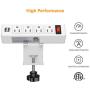 Desk Clamp Power Strip, Desktop Clamp Mount Power Outlet with 2 USB Ports, 4 AC Outlets, Mountable Desk Outlet Removable Power Plugs with 6.56ft Power Cord (4AC2USB-White)