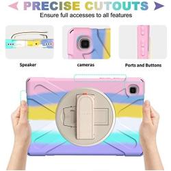 RANTICE Case for Samsung Galaxy Tab A7 10.4, Heavy Duty Rugged Shockproof Drop Protection Case with Stand, Handle Hand Strap & Shoulder Strap for Galaxy Tab A7 10.4 Inch SM-T500 (Rainbow Pink)
