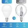 JandCase 120V Ceiling Fan Bulb, 6W Candelabra Led Light Bulb, 3000K Warm White, 500lm, G14 60W Equivalent Light Bulb for Vanity Mirror, Chandelier, Not Dimmable, E12 Base, 6 Pack