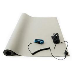 Bertech ESD Soldering Mat Kit (Made in USA), 18 Inches Wide x 36 Inches Long x 0.06 Inches Thick, Gray, Includes a Wrist Strap and Grounding Cord, RoHS and REACH Compliant