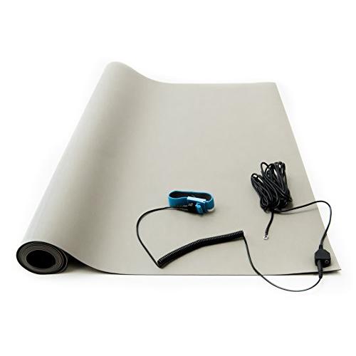 Bertech - 2059USA-2x5GKT ESD Soldering Mat Kit (Made in USA), 2 Feet Wide x 5 Feet Long x 0.06 Inches Thick, Gray, Includes a Wrist Strap and Grounding Cord, RoHS and REACH Compliant